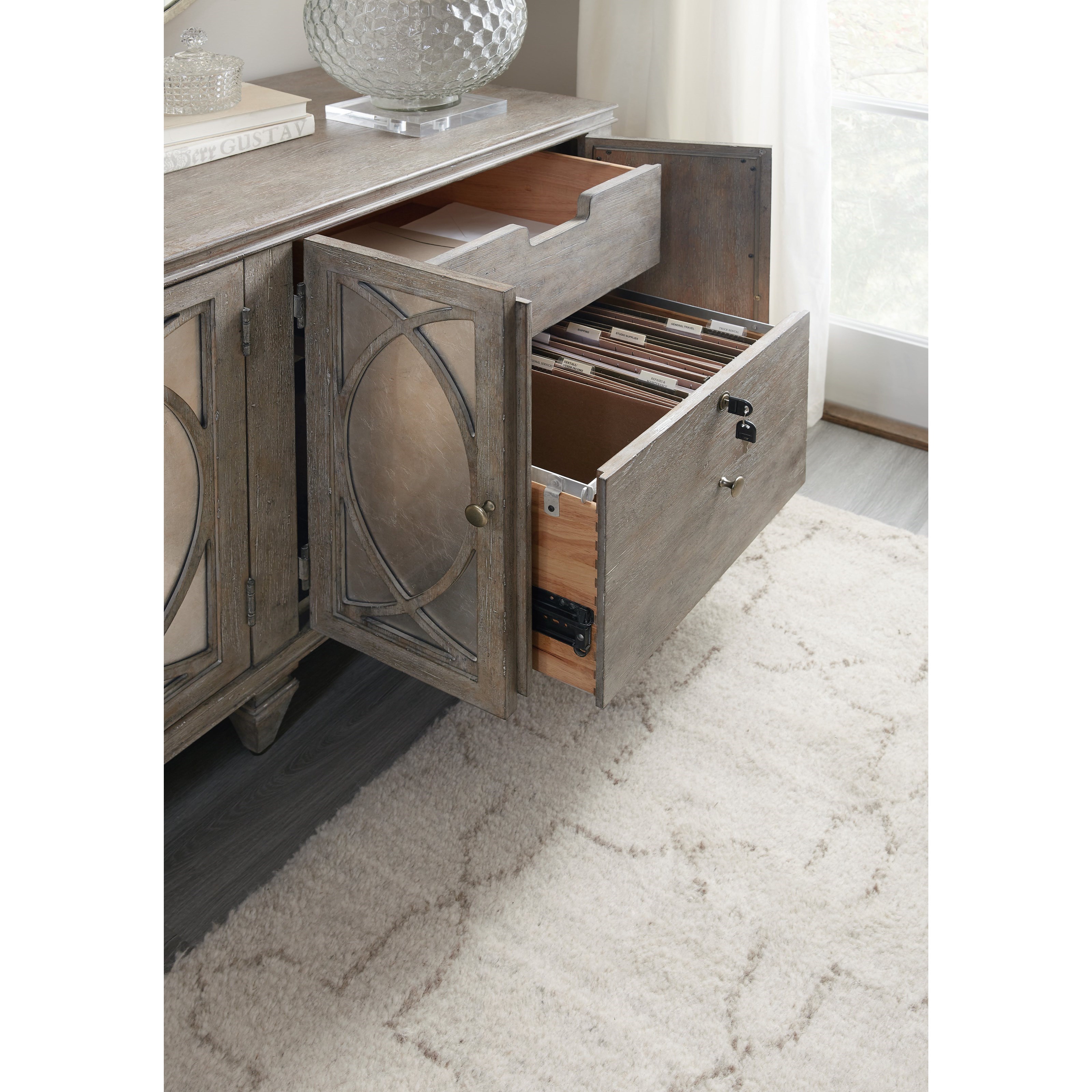 Hooker Furniture Rustic Glam Rustic Glam Credenza with Locking Drawer